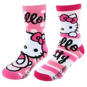 Textiel Trade Girl's Sanrio Hello Kitty Snuggle No-Slip Socks (2 Pairs)